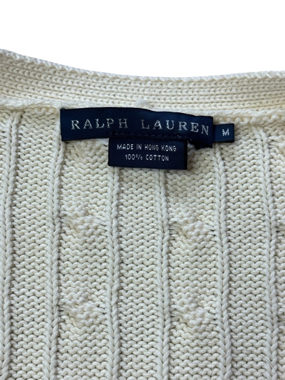 Ralph Lauren Cable Knit Shoulder Patch Cardigan size M - Picture 6 of 9